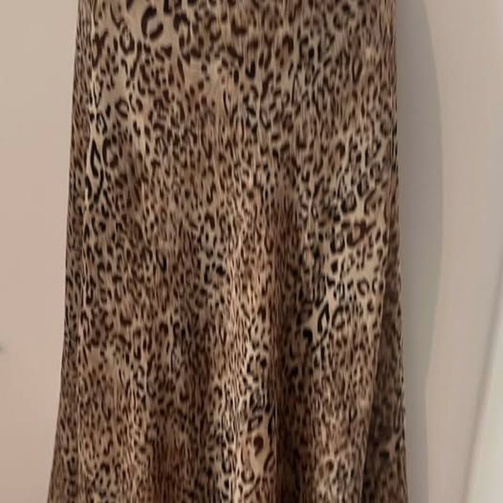 Vtg Reversible 2-in-1 Maxi Skirt Leopard Print Abstract Chiffon Layered Skirt 1X